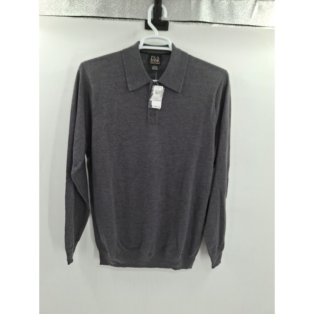 Jos A Bank Collection Mens Large 100% Italian Wool Charcoal‎ Polo Sweater NWT